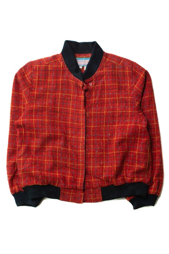 Vintage Red Plaid Wool Jacket (1990s) - image 1