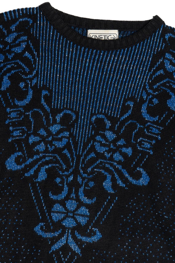 Vintage Blue Metallic Kinetic 80s Sweater - image 3