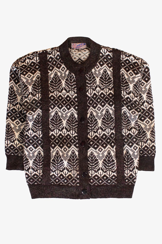 Vintage Tree Pattern Cardigan Sweater (1980s)