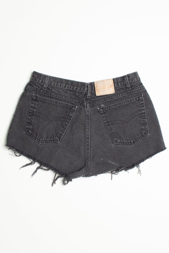 Black Vintage Denim Cutoff Shorts