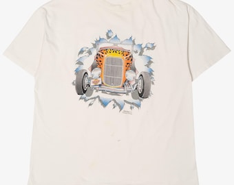 Vintage Hot Rod Car Drive-Through Front/Back Print T-Shirt (1990s)
