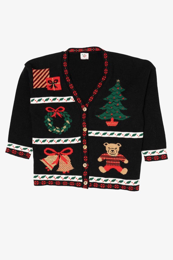 Vintage Black Nutcracker Ugly Christmas Cardigan (1990s)