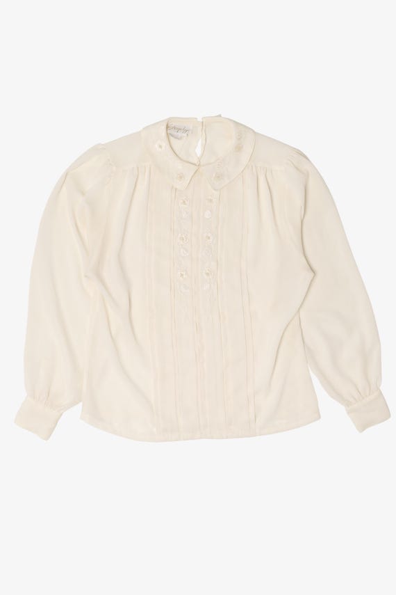 Vintage Ivory Floral Shapely Blouse (1980s)