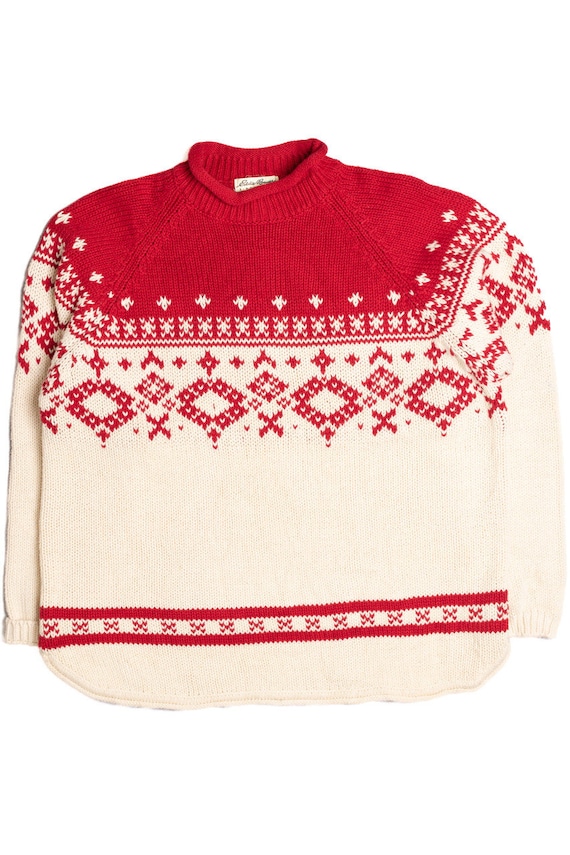Red and White Fair Isle Sweater 1000 Etsy