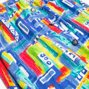 Vintage Blue Abstract Festival Maxi Skirt 564