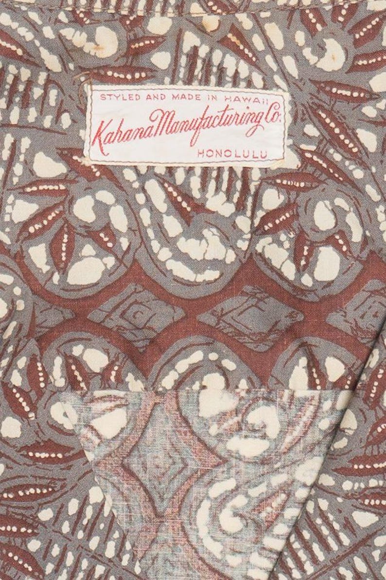 Vintage Rare Kahana Aloha Hawaiian Shirt With Loop 1940s 1950s