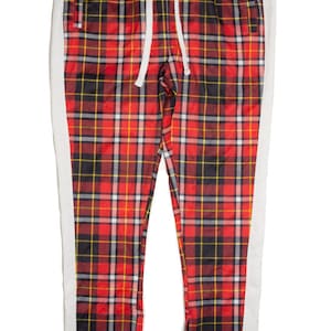 Recycled Red Plaid Track Pants