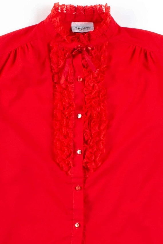 Red Lace Ruffle Blouse