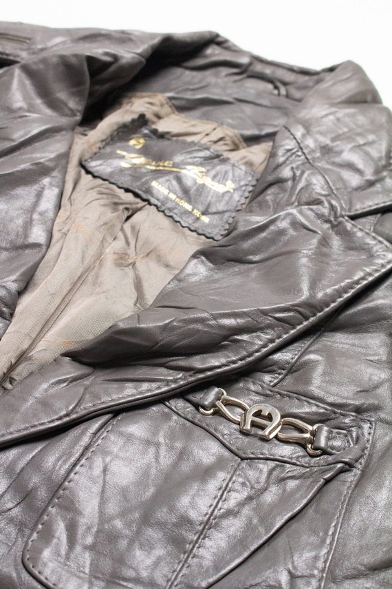 Grey Etienne Aigner Leather Jacket 260