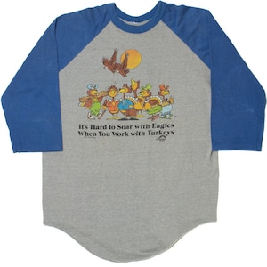 Vintage 1981 &quot;Surrounded By Turkeys&quot; Phrase Raglan T-Shirt