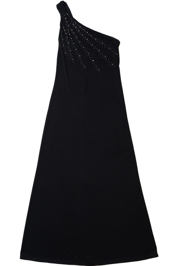 open lace back dress Vintage One Shoulder Bedazzled City Triangles Maxi Dress  Ragstock