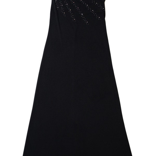 Vintage One Shoulder Bedazzled City Triangles Maxi Dress