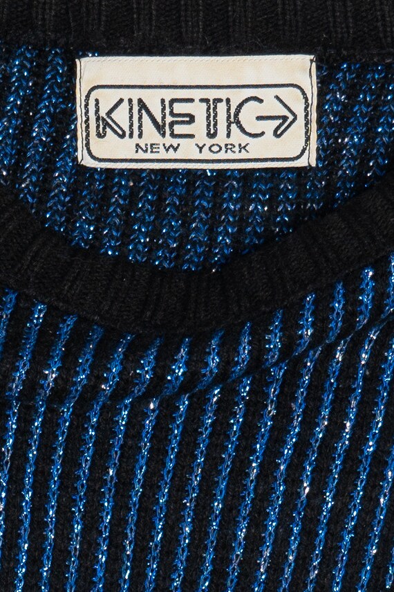 Vintage Blue Metallic Kinetic 80s Sweater - image 4
