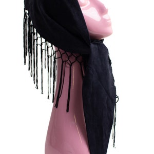 Vintage Faux Suede Tassel Scarf Or Wrap Waist Belt