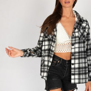 Black & Ivory Plaid Oversized Shacket