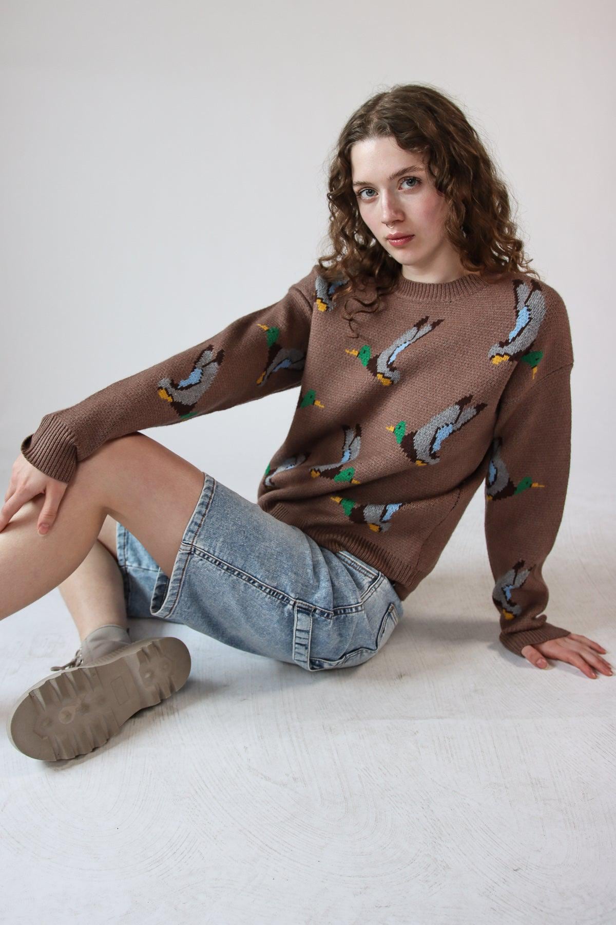 All Over Mallard Sweater - Size And Fit - Chest Measurement - Length Measurement - Laid Flat Measurements - S/M M/L Sizing