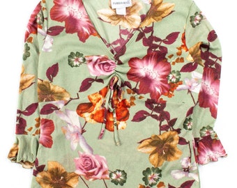 Ruffled Floral V-Neck Blouse