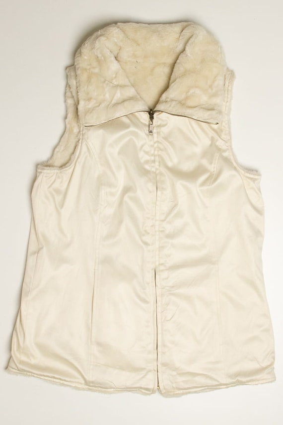 Cream Reversible Dennis Basso Faux Fur Vest