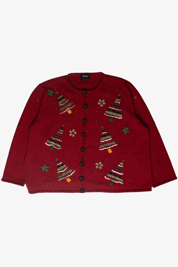 Christmas Trees Ugly Christmas Cardigan (1990s)