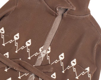 Brown Patterned Cardigan (Size Large)