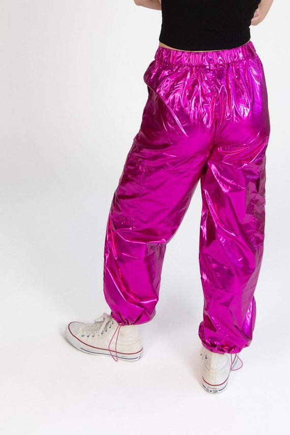 Fuchsia Metallic Parachute Pants - Etsy