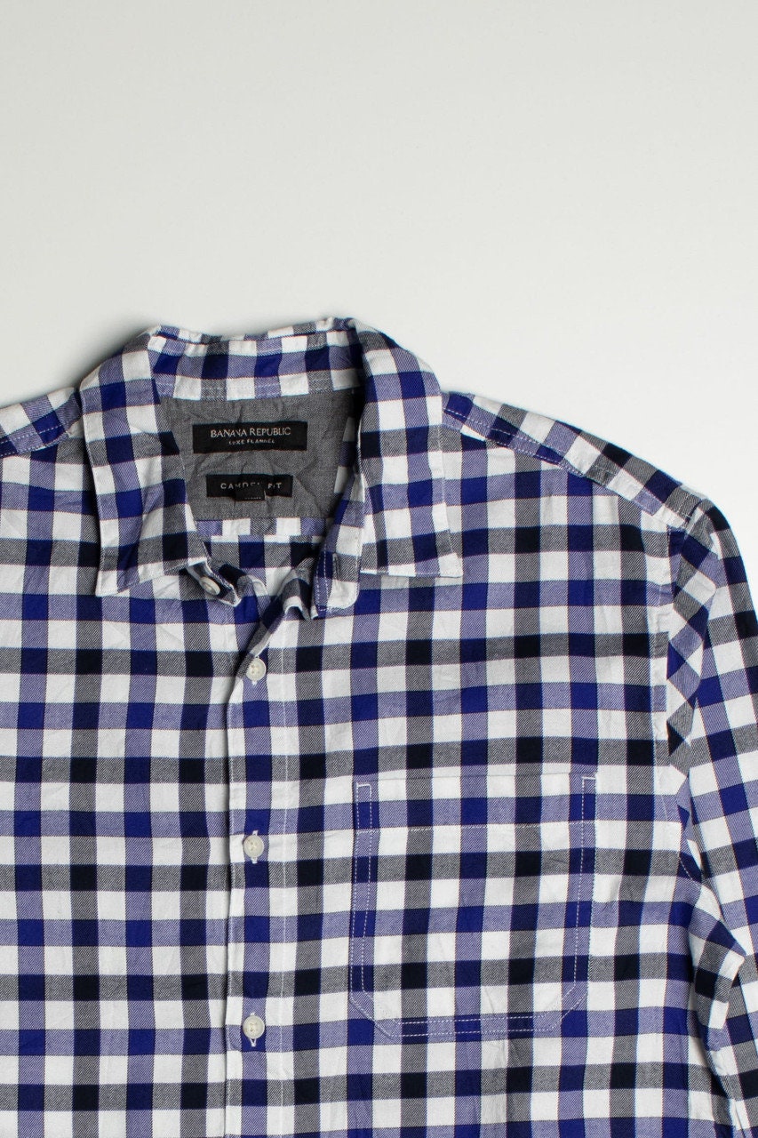 Chemise Banana Republic Homme Taille L - Bleu à Motif Floral - Manches Longues - Occasion