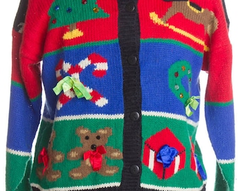 Mehrfarbige Ugly Christmas Strickjacke 40989
