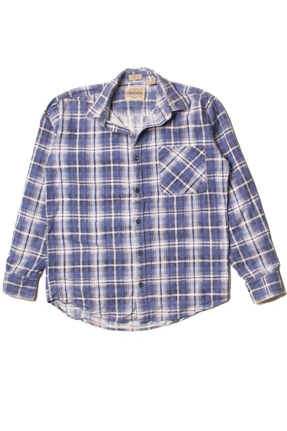 Vintage 80s-90'S Saugatuck long-sleeved flannel check box shirt, Made in USA, Men's Medium cotton blue type Vintage Second Hand