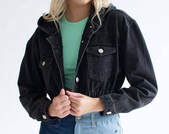 Hooded Denim Jacket - Etsy