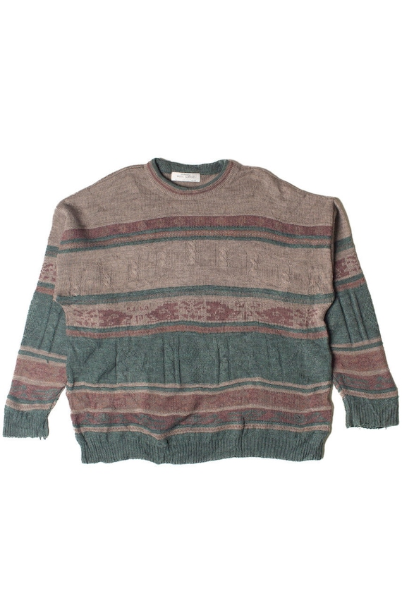 Vintage St. Bernard Abstract Multi Knit Striped 8… - image 1