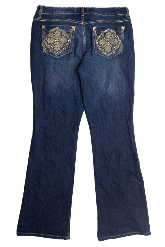 Y2k Mandala Embellished Denim Jeans (2000s) 985