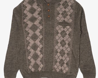 Pull vintage à motifs de losanges des années 80 (années 80)