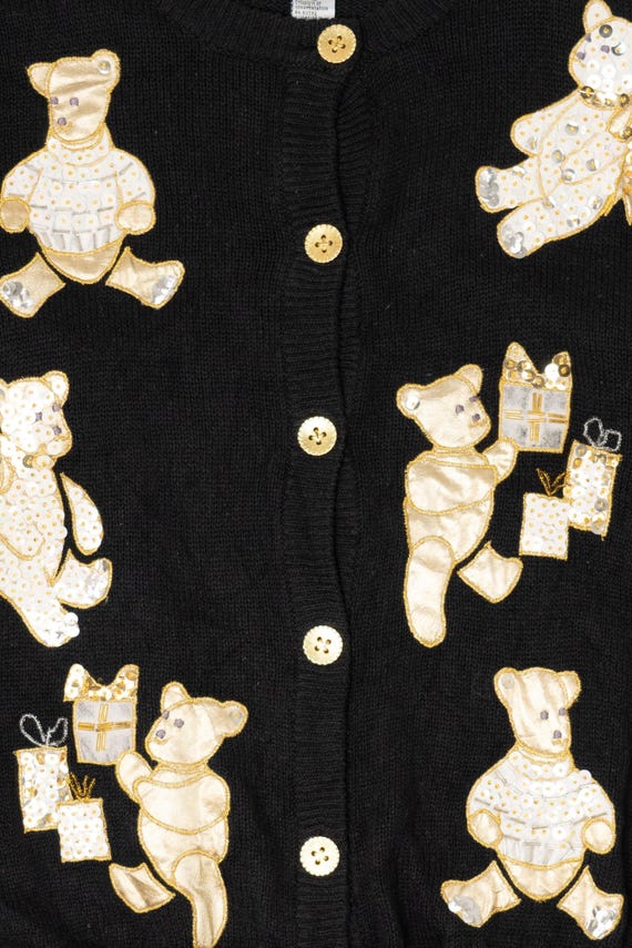 Vintage Black P'Galli Teddy Bears Cardigan (1990s) View 3