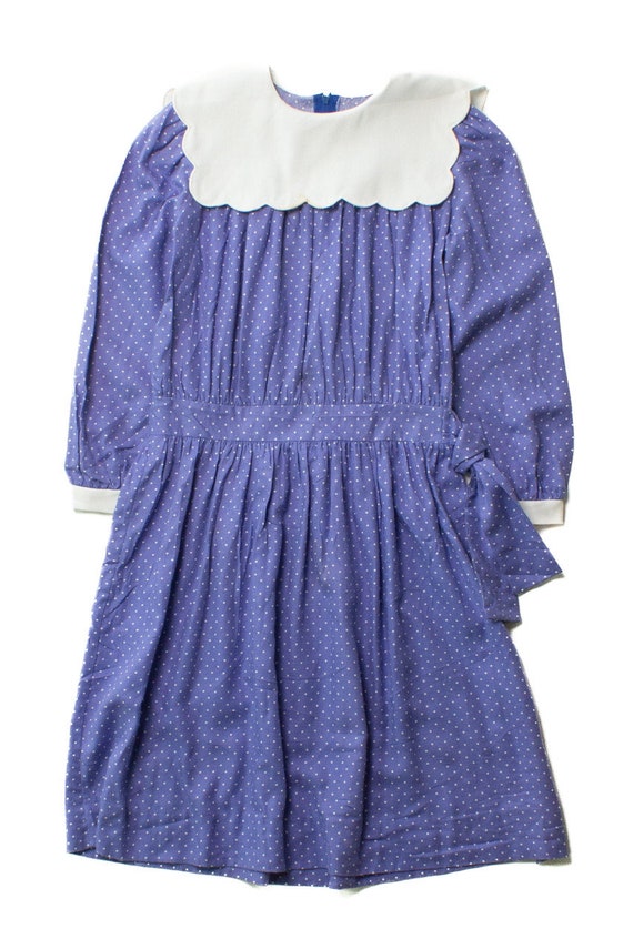 Vintage Blue Polka Dot Smock Dress (1980s)