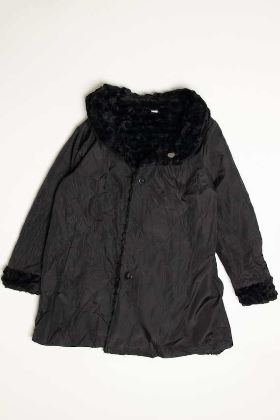 Black Reversible Novelty Faux Fur Coat