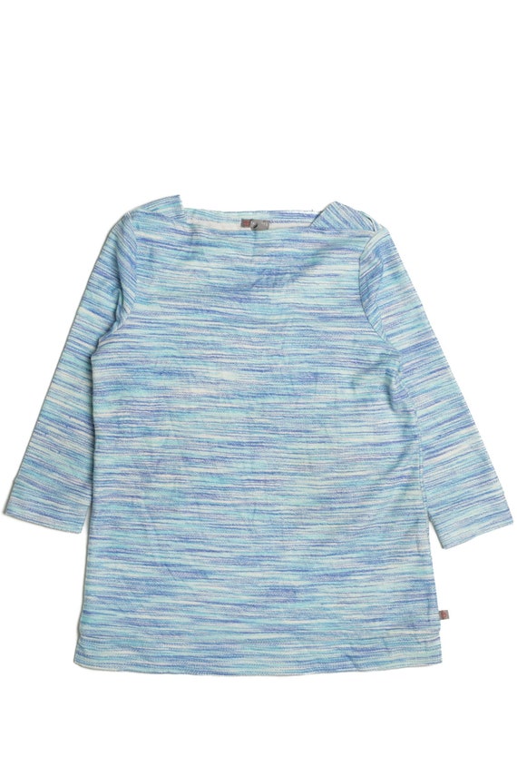 Talbots Blue Striped Cotton Blend Sweater - Small - image 1