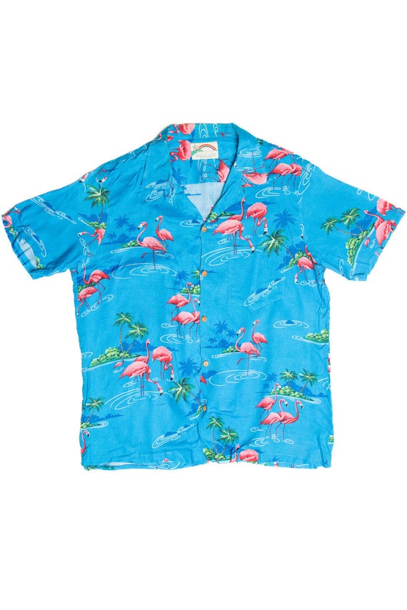 Vintage Paradise Found Flamingo Hawaiian Shirt - image 1