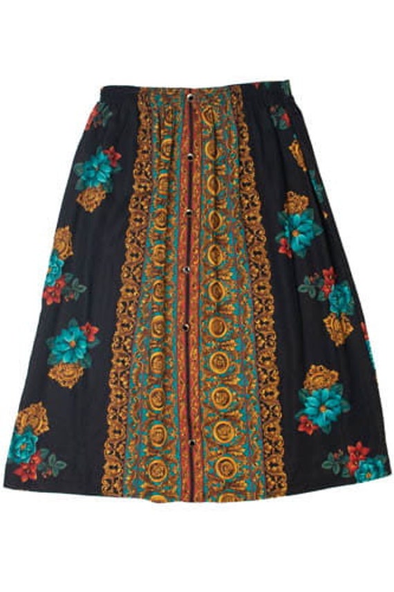 Vintage Faux Button Down Floral Skirt