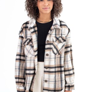 Brown & Black Brushed Plaid Jacket