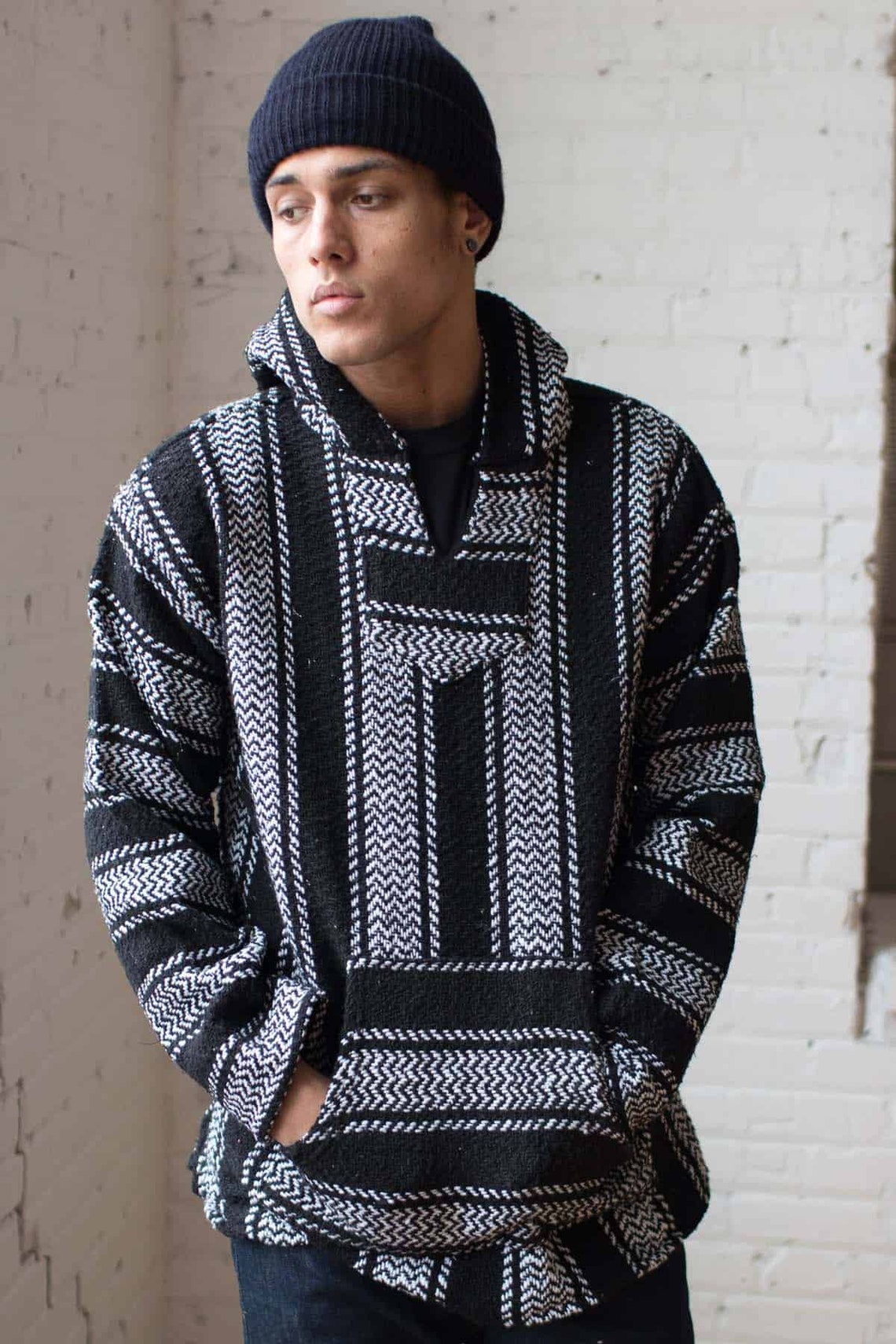 Black Baja Hoodie Drug Rug Etsy