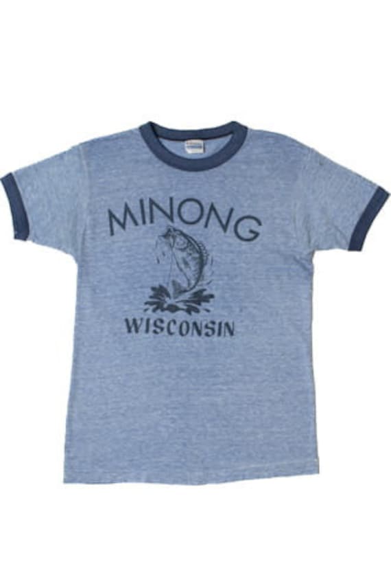 Vintage Minong Wisconsin Fishing Ringer T-Shirt