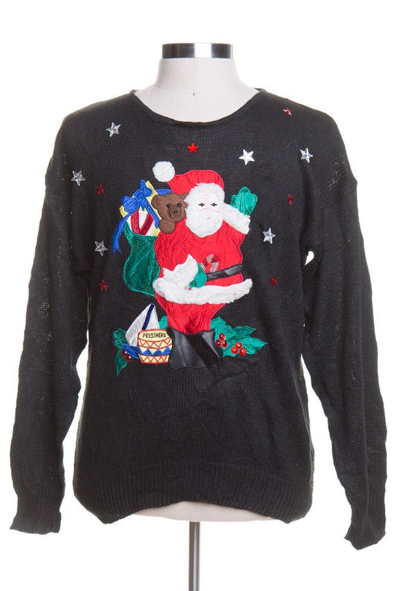 Hässliche Weihnachtspullover Weihnachtspullover Brust Schwarzer