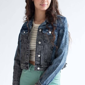 Black Color Blocked Denim Jacket