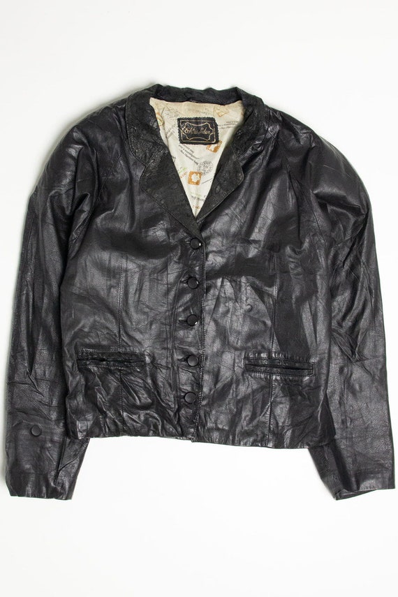 Short Collared Leather Jacket 254 - image 3