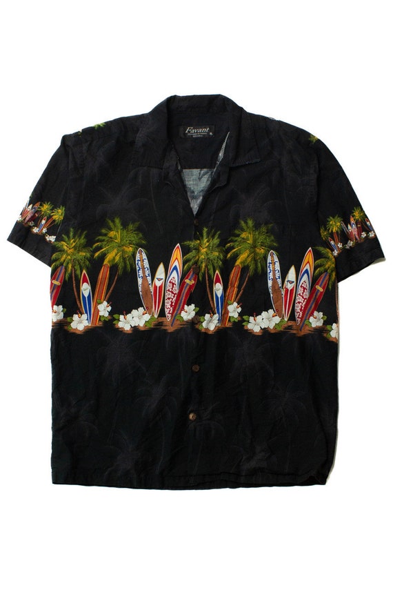 Vintage Black Surfboards Hawaiian Shirt (1990s) - image 1