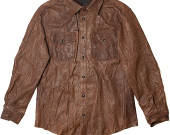 新品未使用　ohtoro Leather Shirt Jacket brown Brown Vegan Leather Shirt Jacket Online Shopping | OXXOSHOP