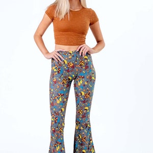 Mushroom Print Flare Pants