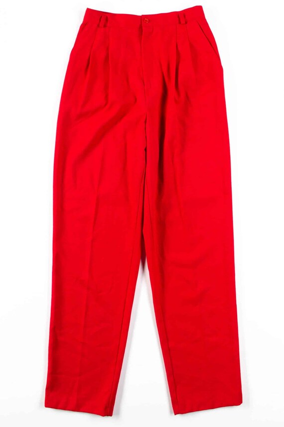 Red Pleated High Waisted Pants (sz. 10) - image 2