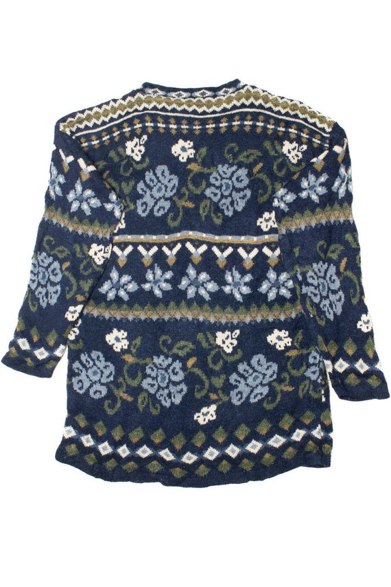 Vintage Blue Floral Basic Editions 80s Sweater Dr… - image 2