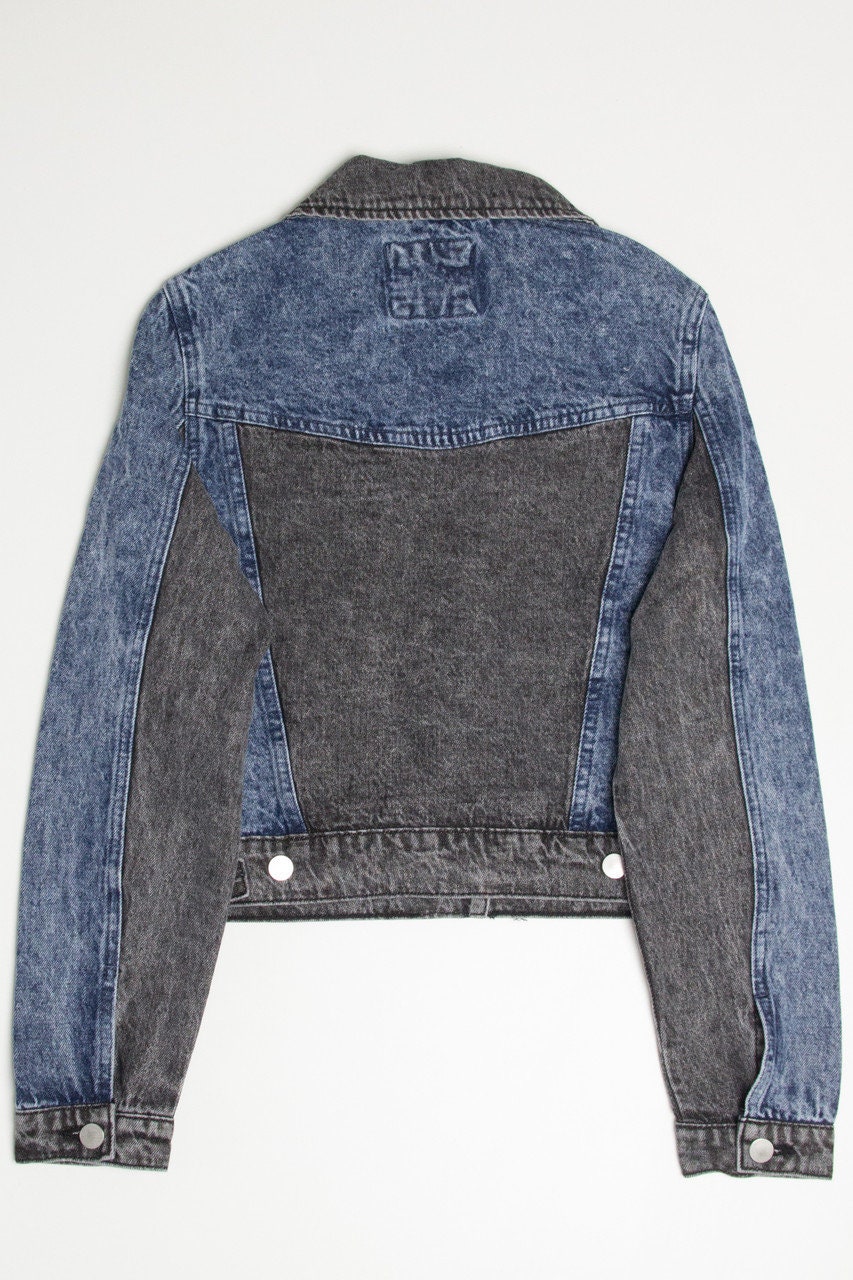  JEANS カラーブロックデニムジャケット M ブラックカラーブロックデニムジャケット - Etsy 日本